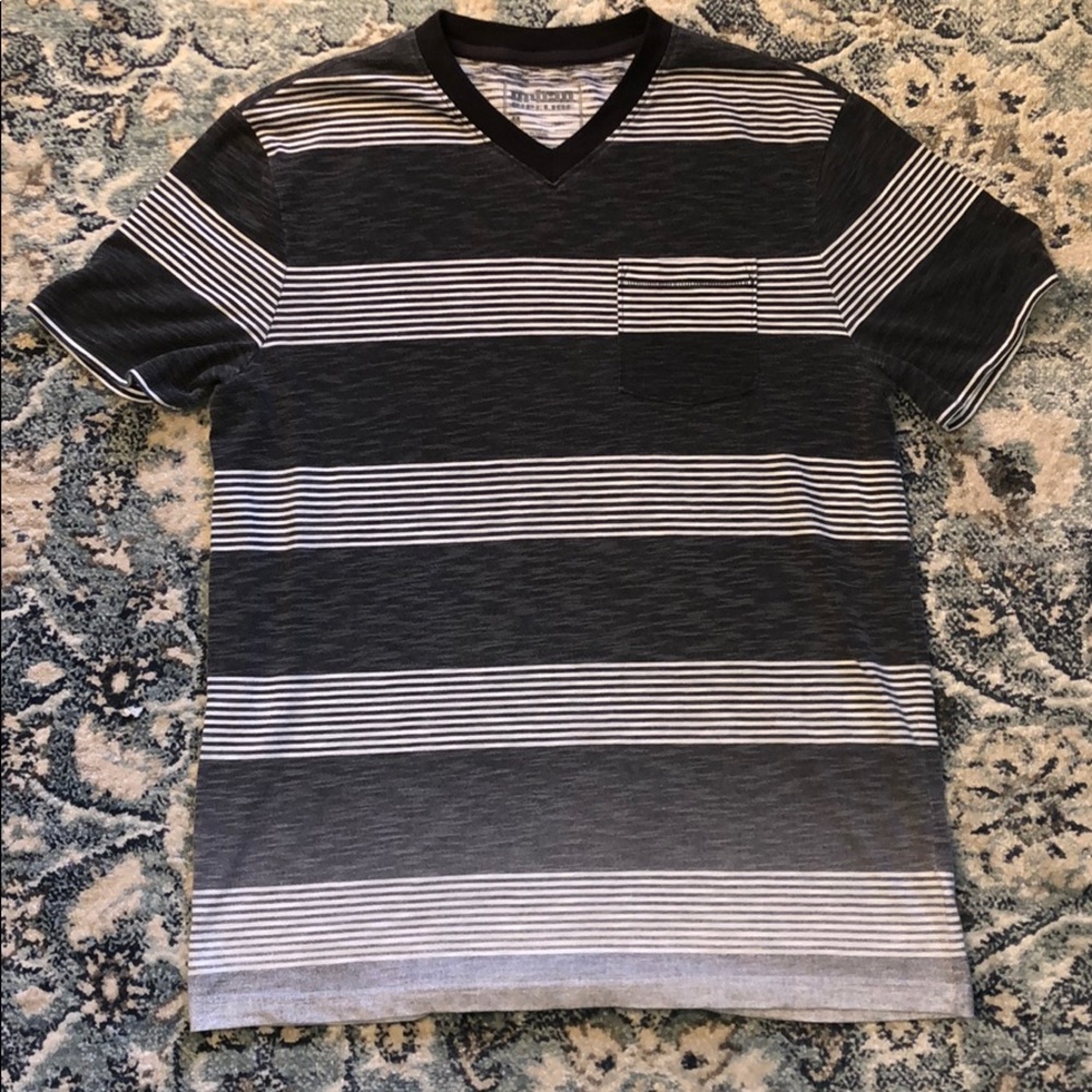 urban pipeline Striped V-Neck Shirt | Medium